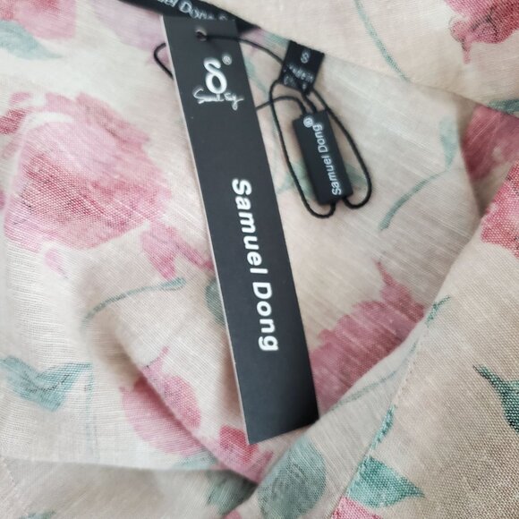 Samuel Dong Womens Pink Floral Ruffle Jacket Size S Zip Front Feminine Victorian - Picture 8 of 14